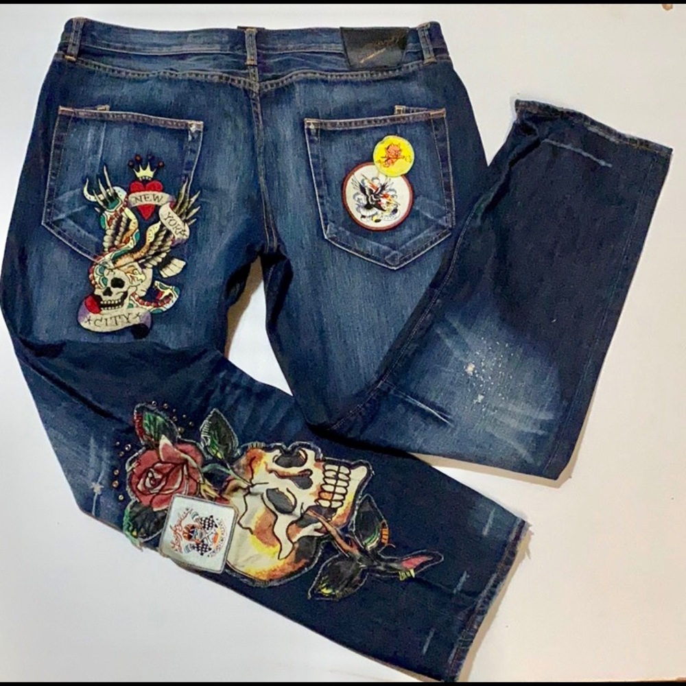 🔥Ed Hardy🔥NEW YORK Stye  Skull/Eagle/Snake 38x35